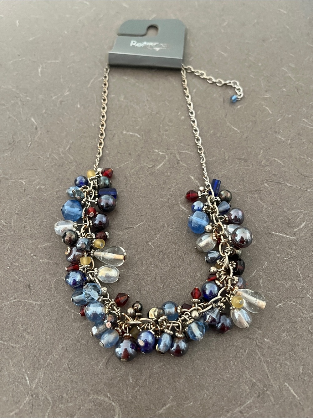 L👀K 3 for $10 Beaded Cluster Necklace - Blue Multicolor